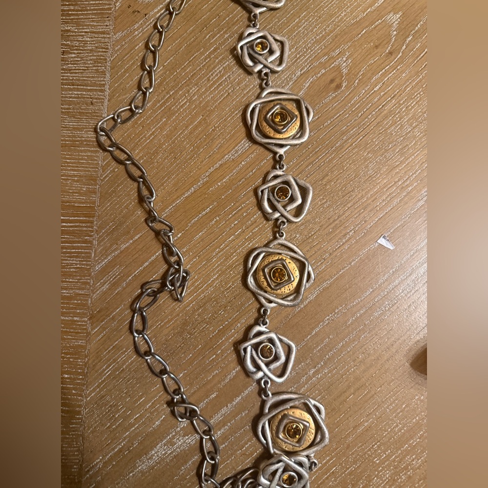 Women's Brutalist Mixed Metal Rhinestone HOBO Chain Belt Adjustable